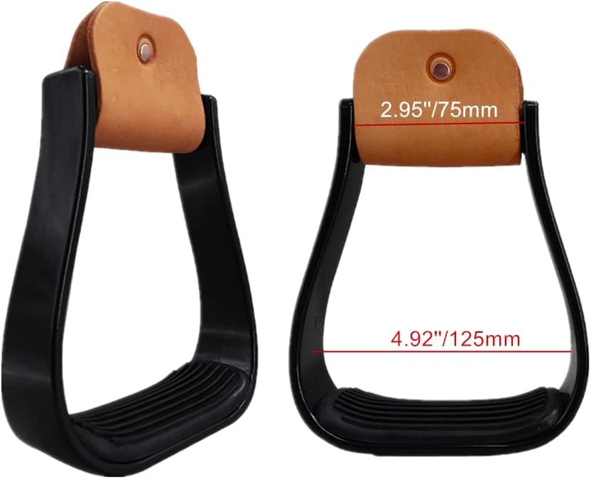 UNISTRENGH Western Aluminum Stirrups for Equestrian Sports Tack Saddle Accessories Stirrups with Non-Slip Black Rubber Cushion