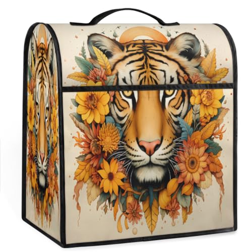 Coffee Maker Cover Flower Tiger Kitchen Appliance Covers Small Appliance Covers Blender Cover Juicer Cover Dust Covers for Kitchen Appliances with Top Handle and Pockets,Washable,B967