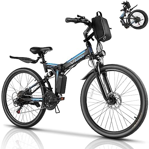 Vivi M026TGB Electric Bike 26 Vivi M026TGB Electric Bike 26″ Electric Bike for Adults, Folding Electric Mountain Bike with 500W Motor, 48V Removable Lithium-Ion Battery, 21 Speed, 20MPH, Up to 50 Miles, Dual Shock Absorber