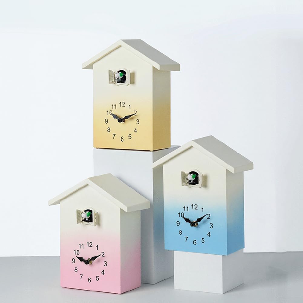 Moderno orologio a cucù da parete con controllo del volume (rosa)