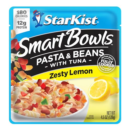 Image of StarKist Smart Bowls Zesty Lemon, 4.5 oz Pouch (Pack of 12) - Features Pasta & Beans with Wild Caught Light Tuna
