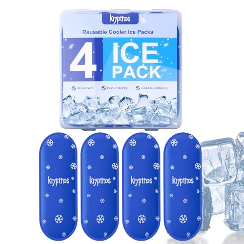 Krypthos 4 Reusable Ice Packs for Diabetic Insulin Cooler Bags Leak-Proof & TSA Approved Durable Eco-Friendly Gel Packs for Medication Insulin (Set of 4)