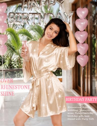 Image of Women Silky Satin Robe Wedding Bridal Party Bride Bridesmaid Robes Kimono Loungewear Dressing Gowns