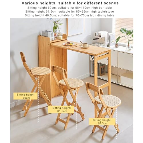 Tabouret de bar en bambou design haut de gamme avec dossier pour salle à manger - 4
