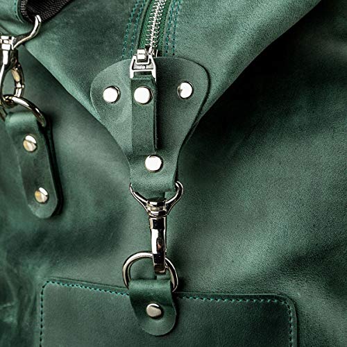 Leather Duffel Travel Bag - Sports Gym Bag - Weekender Overnight Luggage Green - Shvigel 111284