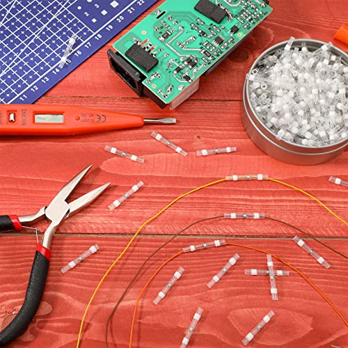 500 Pcs Solder Seal Wire Connectors Solder Heat Shrink Waterproof Wire Connectors Butt Automotive Marine Electrical Terminals Boat Trailer Stereo Insulated Electrical Splice Wire (White,26-24 Awg) #TOP5