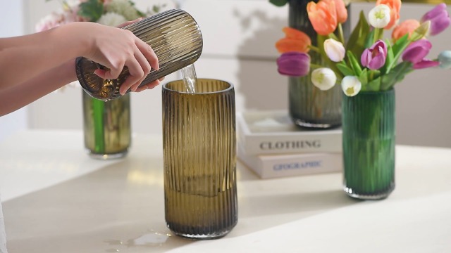 Vintage Glass Vase Decor 9 8 Inch Amber Modern Trendy | Desertcart