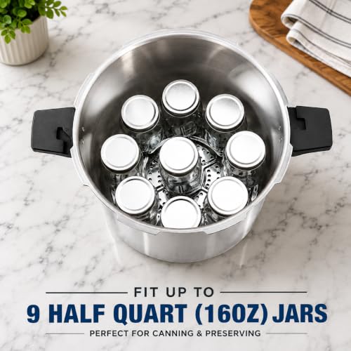Image of Barton 23 Qt Pressure Cooker & Pressure Canner, Aluminum Canner with Pressure Gauge, Safety Release Valve, Cooking for Home Canning, 23 Quart