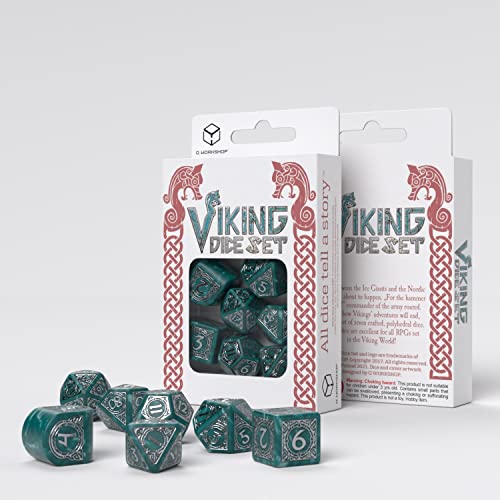 Last level- QW Set Dados Viking Modern Mjolnir (7) Juegos de Mesa, Multicolor, Talla única (RQRVIK4S)