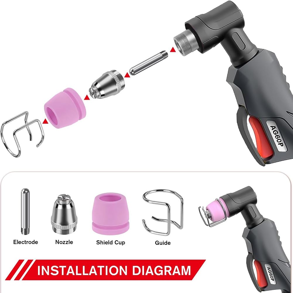 Kit de 50 Consumibles para Cortadora de Plasma AG60P. Incluye Puntas y Boquillas para Antorcha de Corte. Compatible para AG60 y WSD60.