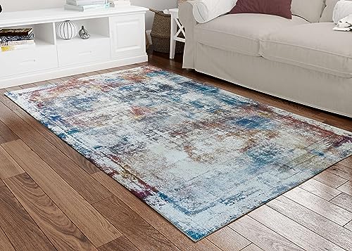 Softwoven Rugs, 6X9 Machine Washable Rug, 90% Cotton, Non-Slip, Family & Pet Friendly, Stain Resistant, Non-Shed, Modern Abstract Colorful Area Rugs For Living Room, Kids Room, Hallway - Multi Color #TOP1
