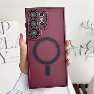 Funda translúcida Mate para Samsung Galaxy S25, S24, S23, S22 Plus, Ultra Full Lens, Carcasa rígida de Metal para cámara, Color Rojo Vino, para S24