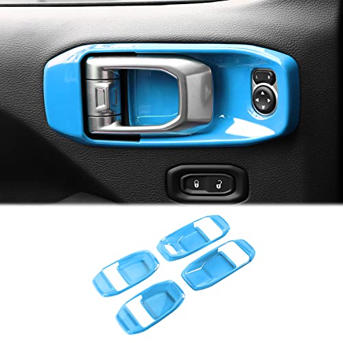 CheroCar for Jeep JL Door Handle Bowl Cover Decor Trim Internal Accessories for 2018-2022 Jeep Wrangler JL 4-Door,Light Blue