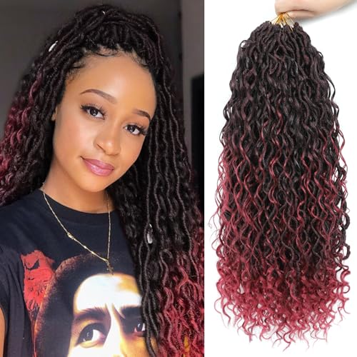 Image of 8 Packs Curly Faux Locs Crochet Hair 22 Inch Goddess Locs Crochet Hair