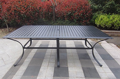 Pebble Lane Living All Weather Rust Proof Indoor/Outdoor 9 Piece Cast Aluminum Patio Dining Set, 1 Slat Top Dining Table & 8 Swivel Rocking Dining Chairs With Padded Headrest, Black #TOP4