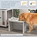 PawHut Erhöhter Hundenapf Höhenverstellbar Futternapf mit Ständer Wassernapf 2 x 2L Edelstahlnäpfen Langsamfutternapf verstellbar Fressnapf Futterstation Hundenäpfe für alle Hundegrößen, Weiß