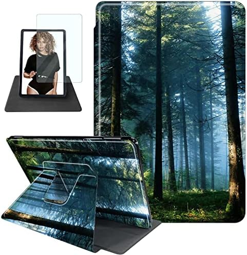 Case Fits 6" All-New Kindle (11th Generation 2022 Release)+ Screen Protector, 360 Degree Rotating Swivel PU Leather Stand Cover with Auto Sleep/Wake for Kindle 11th E-Reader,Nature Misty Forest
