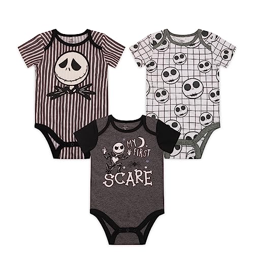 Image of Disney Nightmare Before Christmas Boys’ Jack Skellington 3 Pack Bodysuits for Infant – Grey