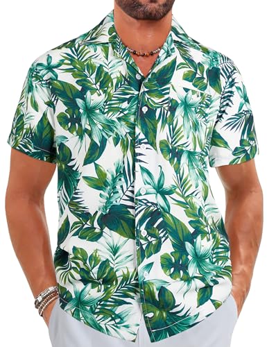 ELETOP Men's Hawaiian Shirt Short Sleeve Button Down Casual Tropical Aloha Beach Shirts