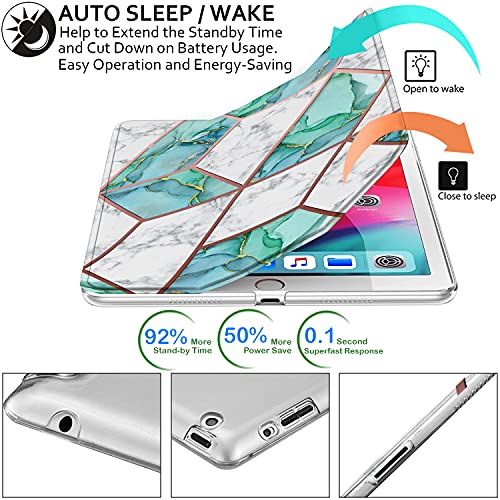 Image of DuraSafe Cases for iPad 9.7 Inch 4 3 2 Generation [iPad 4th 3rd 2nd Old Model ] A1458 A1416 A1395 A1458 A1416 A1395 MC705HN /A MD328HN /A PrintediPad Cover with Frosted Hard Back - Marble Green