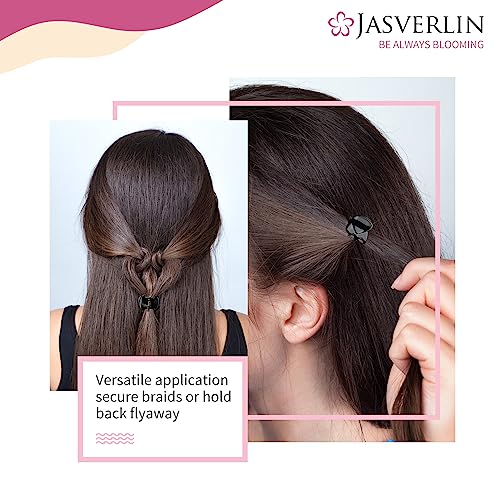 JASVERLIN Mini Hair Clips, Non-Slip Small Plastic Short Hair Claw Accessories for Women Girls 50 pcs (Black) - Image 4