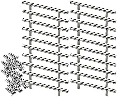 20 tiradores de muebles de acero inoxidable 96 mm barra de puerta de armario en T para muebles de cocina