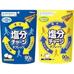 【カバヤ 塩分チャージタブレッツ 2種セット 】塩レモン味&スポーツドリンク味 90g×3袋ずつ(計6袋)