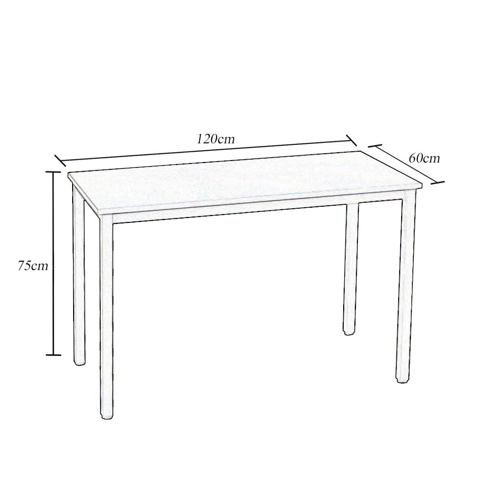 Bureau Industriel 120x60cm DlandHome - Bois Teck/Noir, Pieds Réglables Pour Maison/Bureau
