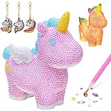 🌈 EL KIT DE ARTESANÍA DE DIAMANTES DE UNICORNIO INCLUYE: 1 figura de unicornio de resina (también una alcancía de unicornio), 3 llaveros de pintura de diamantes, tiras de luz de 2 m y herramientas de arte de diamantes.