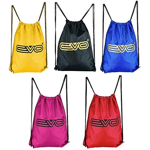 EVO Drawstring Gym Sack Bags Cinch Rucksack Sports School Swimming Kit PE Travel Backpack College University Unisex Waterproof Material (Black) Cover