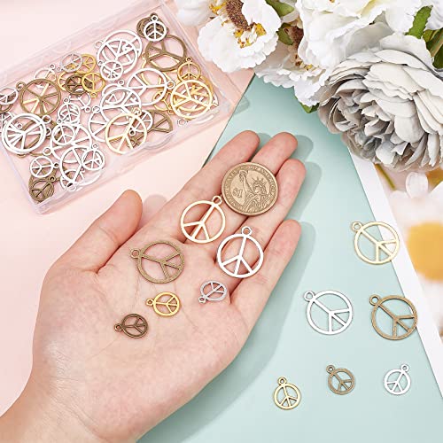 SUPERFINDINGS 120Pcs 6 Style Peace Sign Symbol Charms Pendant Vintage Alloy Peace Charms Jewelry Peace Pendants Peace Sign Necklace Bracelet Pendants for Jewelry Making - Image 3