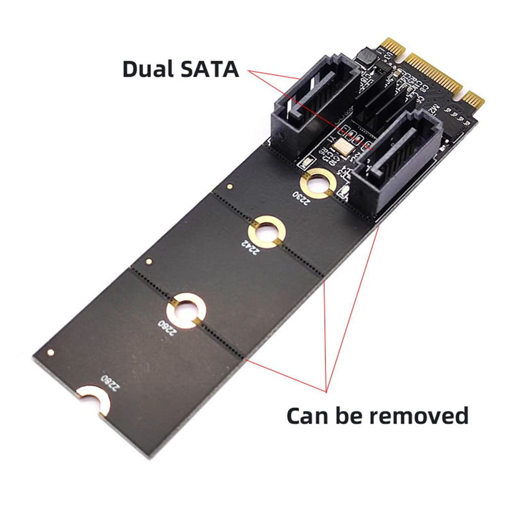 NGFF Key B+M PCI Express na SATA 3.0 6 Gb/s podwójny port pionowy konwerter dysk twardy karta rozszerzeń JMB582 2230 2242 2260 2280
