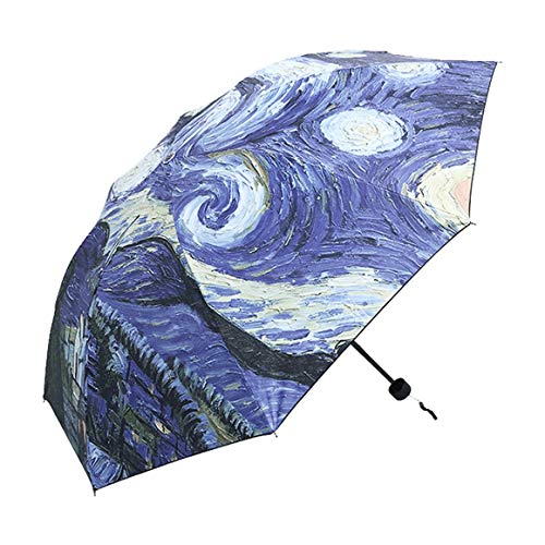 Funnyrunstore 2017 Paraguas con Estilo Van Gogh Pintura al óleo Arts Paraguas Innovador Paraguas para Todo Clima Recubrimiento Dentro del Paraguas Anti UV (Color: Multicolor)
