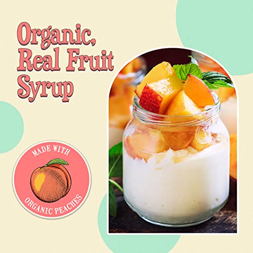 Image of Wabry Organic Peach Syrup - 14.9oz (420g), Natural Fruit Syrups for Drinks, Pancakes, Tea, Shaved Ice and Ice cream, Vegan, Non-GMO, Dye-Free Snow Cone Syrup - BPA-Free Plastic Bottle