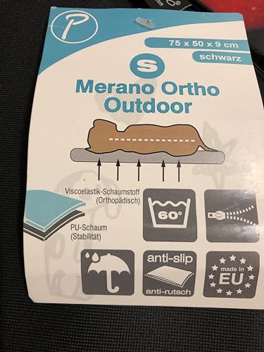 Petlando Hundematratze Merano Ortho Outdoor schwarz S 75 x 50 x 9 cm Orthopädisches Heimtierbett