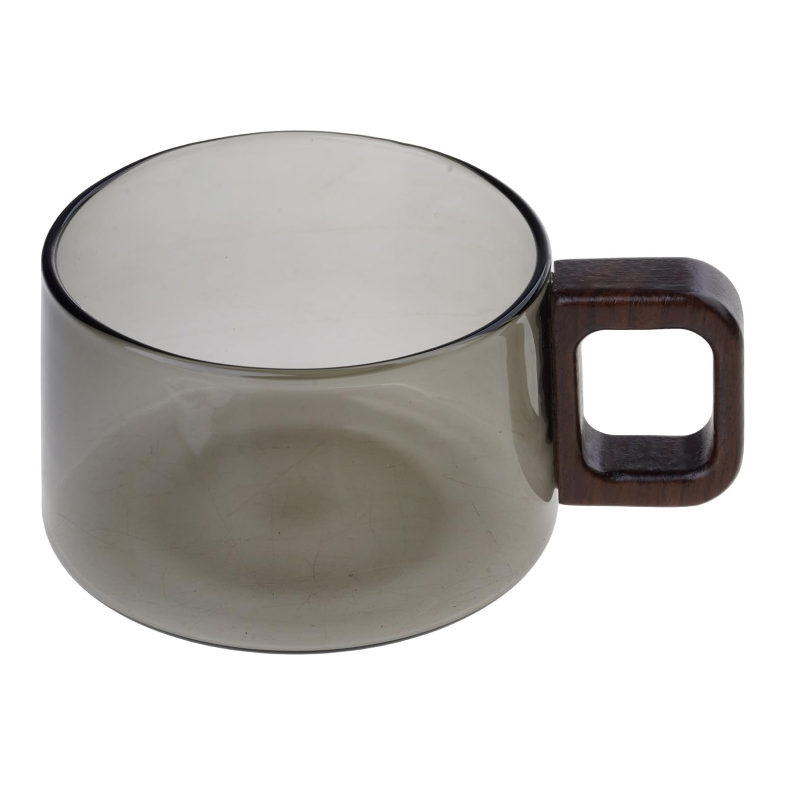 Elnwnnkc Clear Glass Drinking Cup with Ergonomic Wood Handle Coffee Mug Beverage Drinkware High Borosilicate Glass Cup