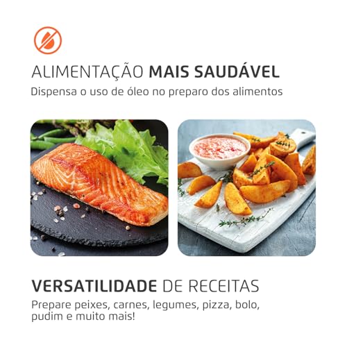 Fritadeira Air Fryer Forno Oven 12 Litros, Mondial, Preto/Inox, 2000W, 110V - AFO-12L-BI