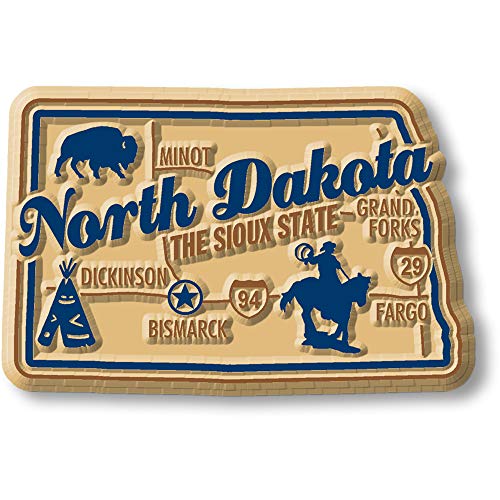 Imán decorativo vintage de North Dakota 2.6 x 1.7 pulg