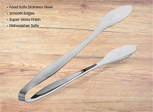 SignoraWare Kitchen Tools Stainless Steel(Food Grade) Heavy Gauge(1 MM) High Gloss Kitchen Bread Tong/Barbeque Chimta Tong/Salad Tong/Buffet Tong/Multi Utility Plain Medium Tong (Size 23 cm) 5 51E0jSj7rrL