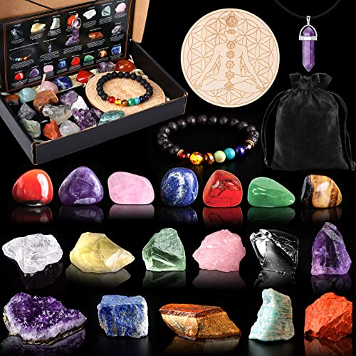 Purpledi Juego de Piedras y Cristales Curativos, Chakra Stones Set, 7 Piedras de Chakra, Healing...