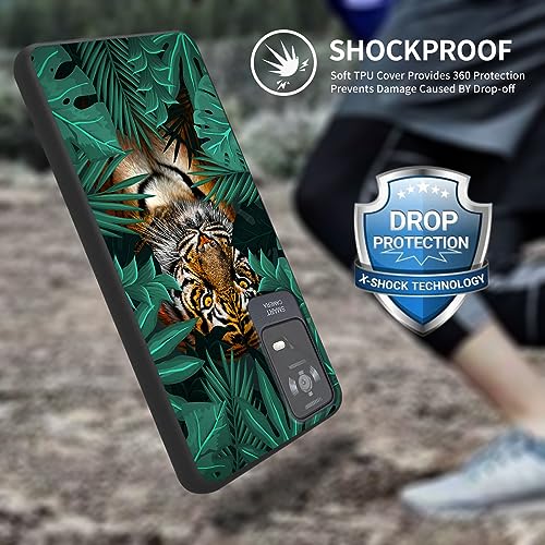 Image of for TCL ION X Phone Case, Soft TPU Ultra-Thin TCL ION V /TCL ION X T607DL 2023 Case for Women Girl, Flexible Anti Scratch Protective Shockproof Cover, Tropical Leaves Tiger