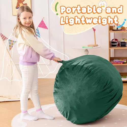 Image of Bean Bag Chairs for Kids - 2.5FT Round Memory Foam Furniture BeanBag Chair - Kids /Teens Bean Bag Sofa with Soft Micro Fiber Cover - Fluffy Couch for Playroom Living Room Bedroom, Green