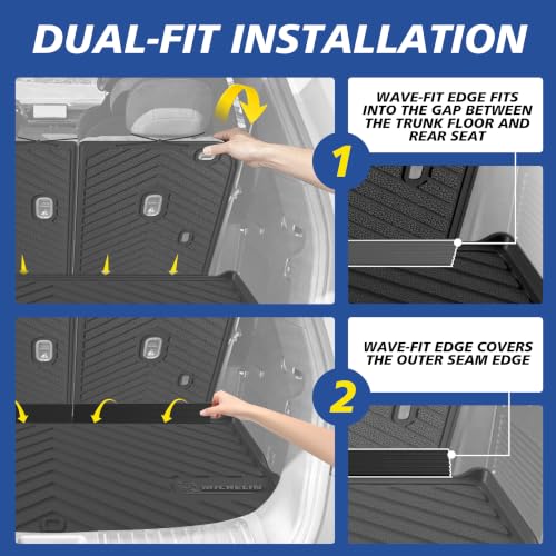 Image of Michelin Vehicle Mats for for 2020-2025 Hyundai Palisade 7 & 8 Seats | All Weather Floor Mats & Backrest & Trunk Liners, Cargo Liner Accessories, Custom Fit, Durable TPE, Non-Slip, 6 PCS, Premier
