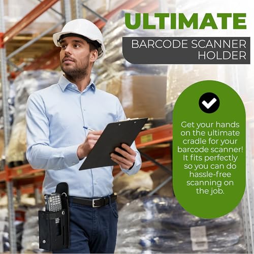 Image of Barcode Scanner Holster (Large) | Ballistic Nylon Carrying Case Pouch for Pistol-Grip Mobile Computers | Belt Clip, Belt Loop, Shoulder Strap | Fits Zebra Scanner MC9500 /9300 /9200 /9100
