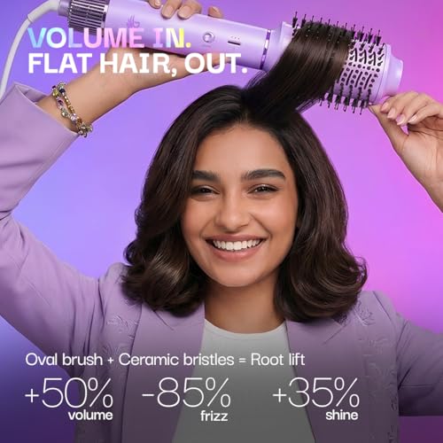 Image of Bombae (H)AirPlay Pro All-in-one Hair Styling System | Hairstyles Without Heat Damage | 110,000 RPM BLDC Motor with Ionic tech & Curling Styler with Auto Wrap | 3 Speed Settings & 4 Heat Settings with Cool Shot | 6 Interchangeable Styling Attachments