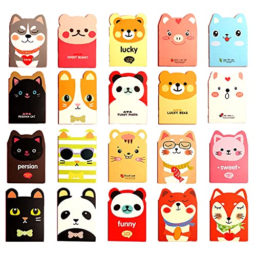 20 Stück Pocket Notebook,Cute Cartoon Tier Notizblock,Kinder Klein Notizblöcke,Mini Notizbuch,für Um Listen zu Erstellen, Reisen Planen, Erinnerungen Aufzuschreiben, Multi Stile Cover