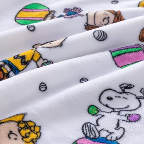 Image of Berkshire Peanuts VelvetLoft Cute Character Snoopy Plush Throw Blanket,Easter Gang 2025 White,Throw 55 in x 70 in (Official Peanuts Product)