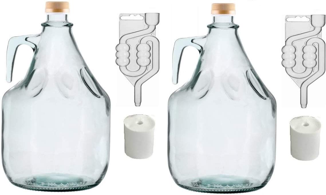 BDG5Z Set of 8 Fermentation Bottle + Plug + Fermentation Tube + Screw Cap 5L