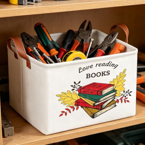 Image of Rectangle Books Storage Basket, Gift Basket Empty with Handles(Books)