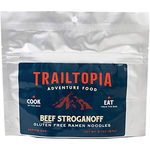 TrailtopiaBest Instant Ramen for Camping - Gluten-Free, Dehydrated Meal with Premium Beef Stroganoff Flavored Noodles | Amazing Taste | Quick Prep | Lightweight | Camping Food for Backpacking